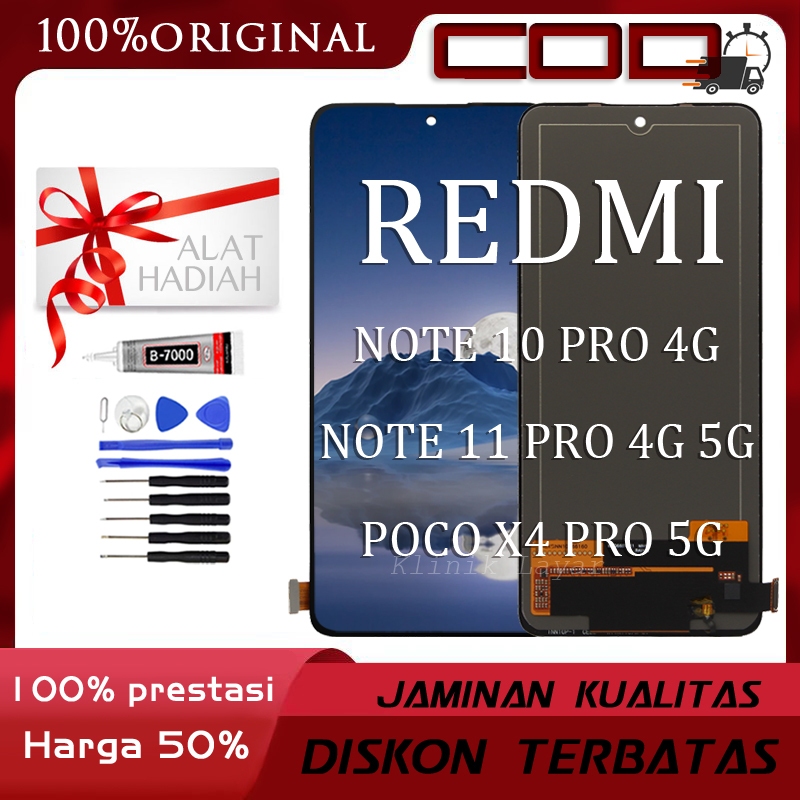 LCD REDMI NOTE 10 PRO 4G/NOTE 11 PRO 4G 5G/POCO 4X PRO 5G TOUCHSCREEN COMPLETE ORIGINAL FULLSET HP T