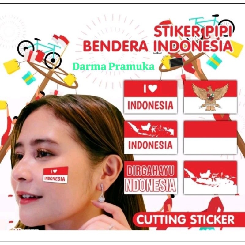 

Stiker / Tempelan pipi merah putih stiker hut agustusan satuan