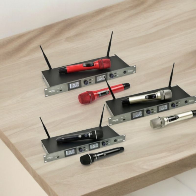 Mic Wireless ASHLEY MCR-168 New Series Bahan Full Besi Werles Wirles Mikropon 2 Mik Pegang Microphon