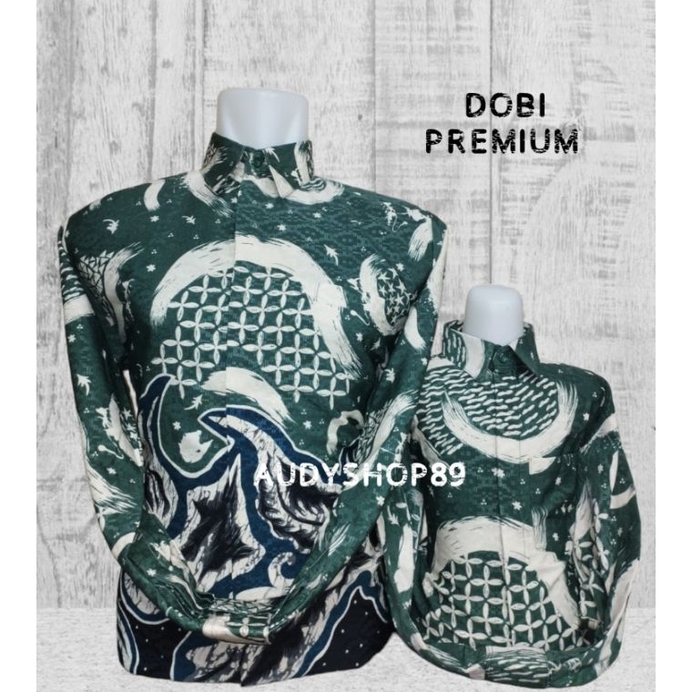 Best Seller Batik couple ayah dan anak dobi serat premium warna Hijau botol