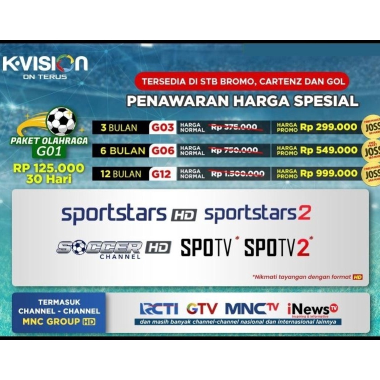 Model Baru Paket Olahraga G1 Bromo Cartenz dan GOL K Vision Proses cepat