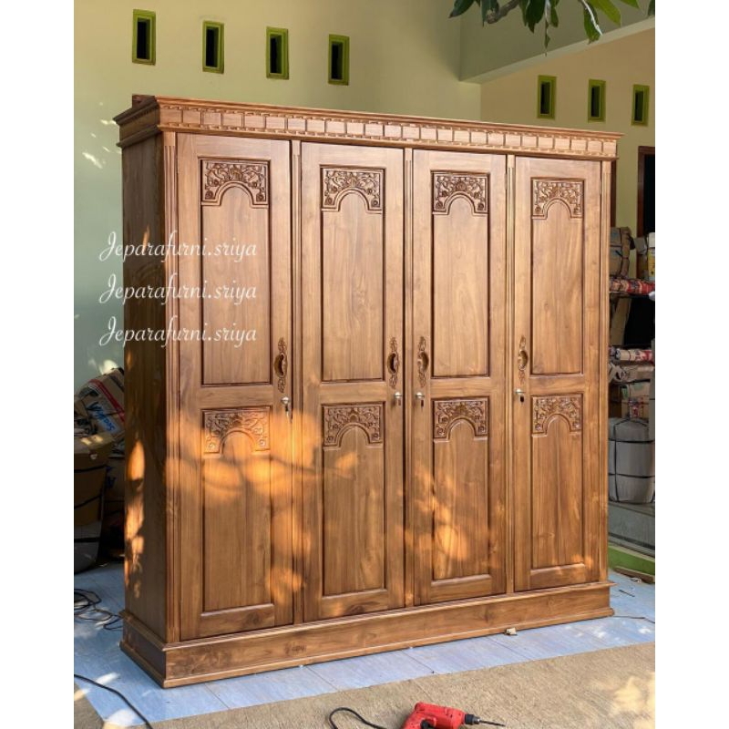 LEMARI PAKAIAN 4 PINTU JATI JEPARA I ALMARI BAJU 4 PINTU I WARDROBE