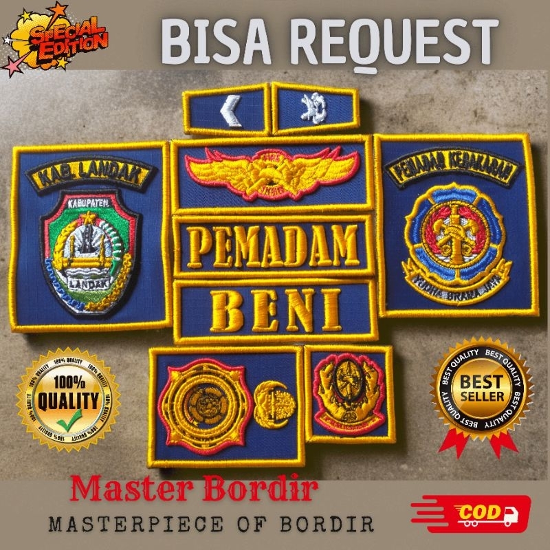 BORDIR  PEMADAM KEBAKARAN timbul | atribut pemadam murah