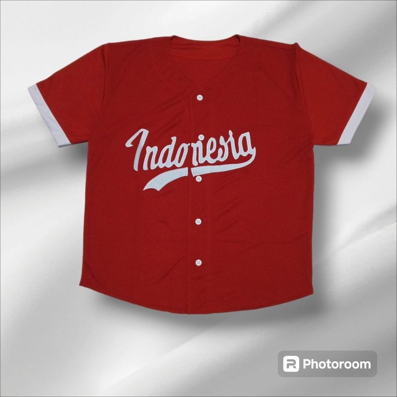 baju merah putih/kaos merah putih/atasan merah putih/Jersey Baseball indonesia dewasa UNISEX pria wa