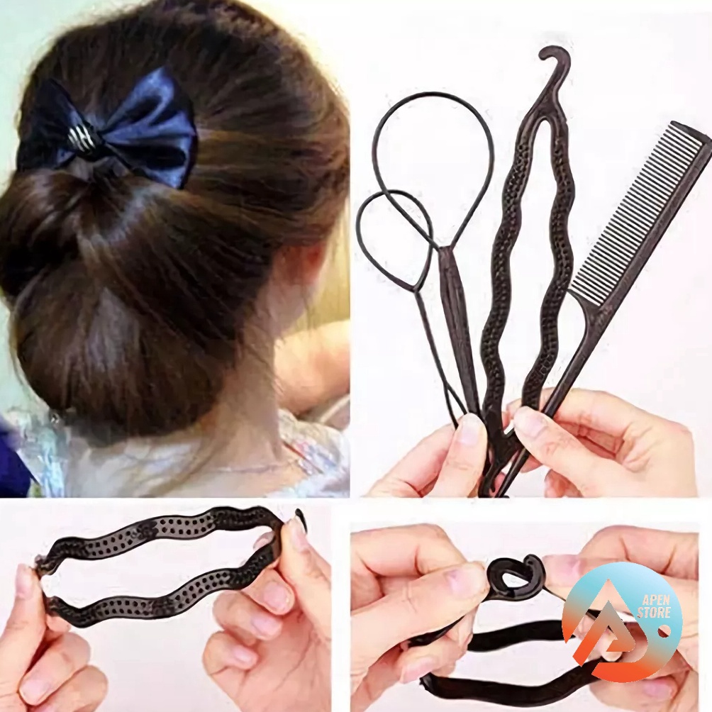 PROMO  APEN 4pcs Alat Styling Sanggul Rambut Salon Paket  Perawatan Dan Alat Kecantikan Rambut Wanit