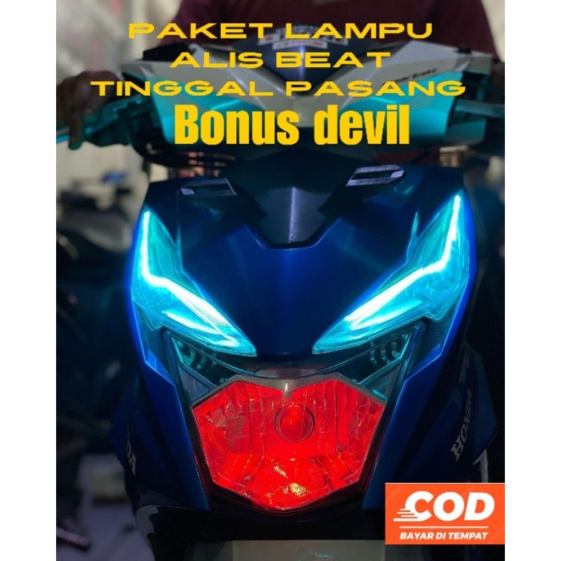PAKET lampu alis beat esp satu set BONUS devil tinggal pasang