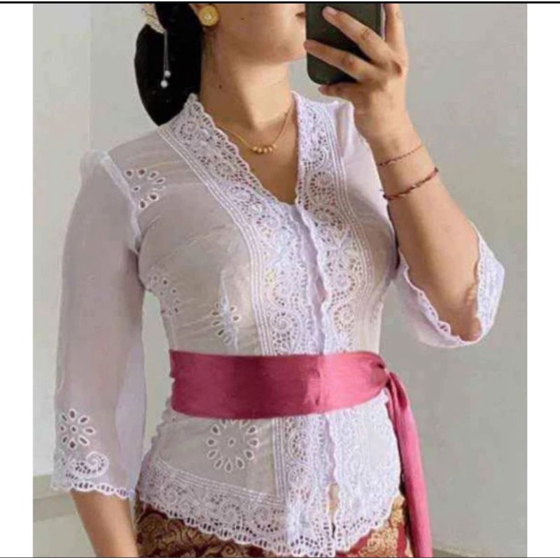 Kebaya jadi bordir putih/kebaya jadi putih/bordir bali
