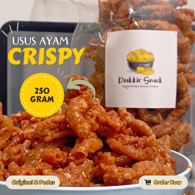 

USUS AYAM KRISPI 250gr Original dan Pedas, Usus Ayam Renyah Krispi