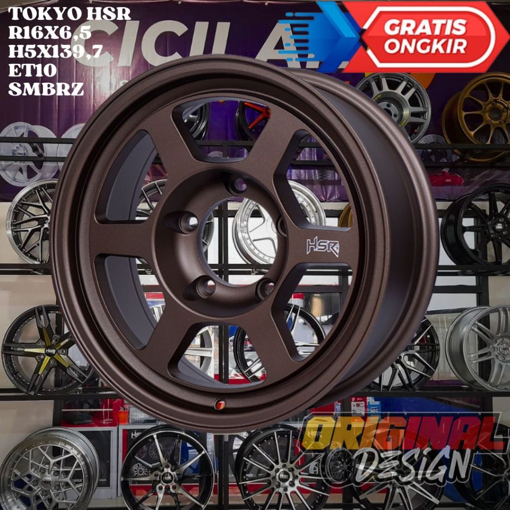 Velg Mobil Ring 16 HSR TOKYO R16 LEBAR 6,5 LOBANG BAUT 5 ET10 BRONZE