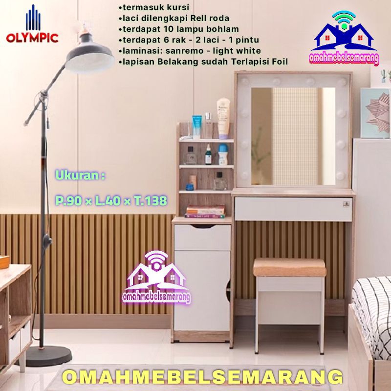 Meja rias tolet lampu LED OLYMPIC HELENA dressing table minimalis modern