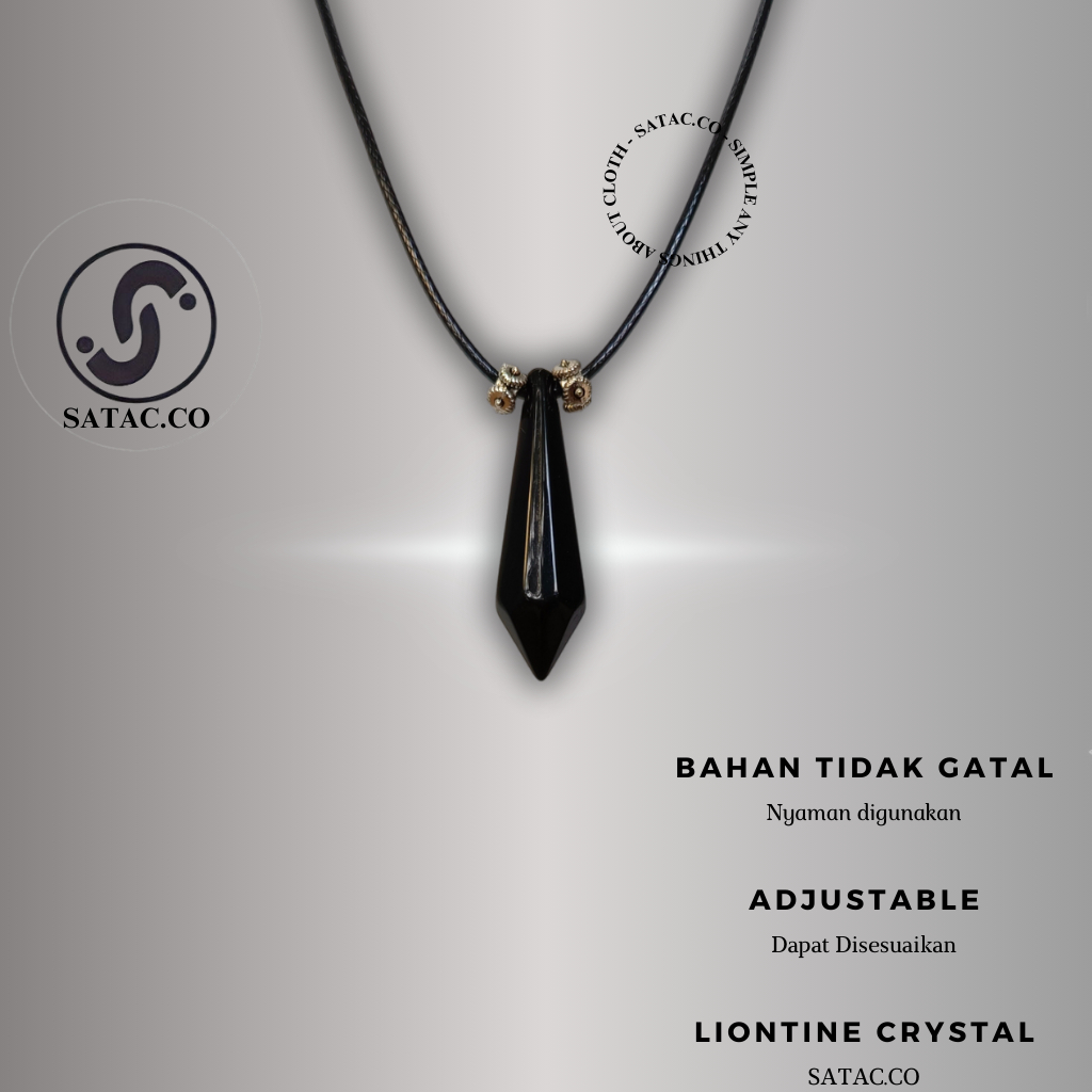 Satac.co Kalung Crystal Hitam / Kalung / Kalung Pria / Kalung Wanita / Liontin / Liontin Kalung / Ka