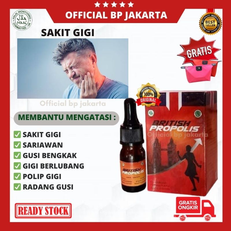 BRITISH PROPOLIS OBAT GIGI BERLUBANG HERBAL GUSI BENGKAK SAKIT GIGI BERDARAH NGILU PENGHILANG BAU MU