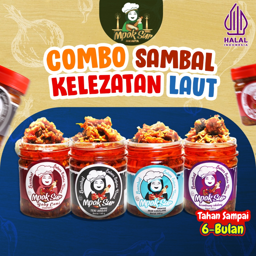 

Mpok Sur - Kelezatan Laut Set Sambal Teri Medan, Sambal Baby Cumi, Sambal Cakalang, dan Sambal Kecombrang Cakalang