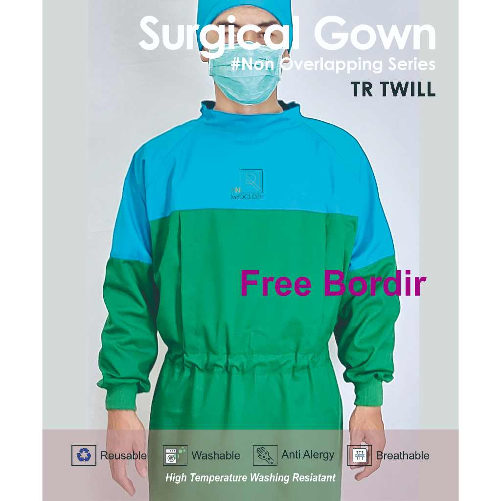 FREE BORDIR Surgical Gown/Jubah Operasi/Jubah OK