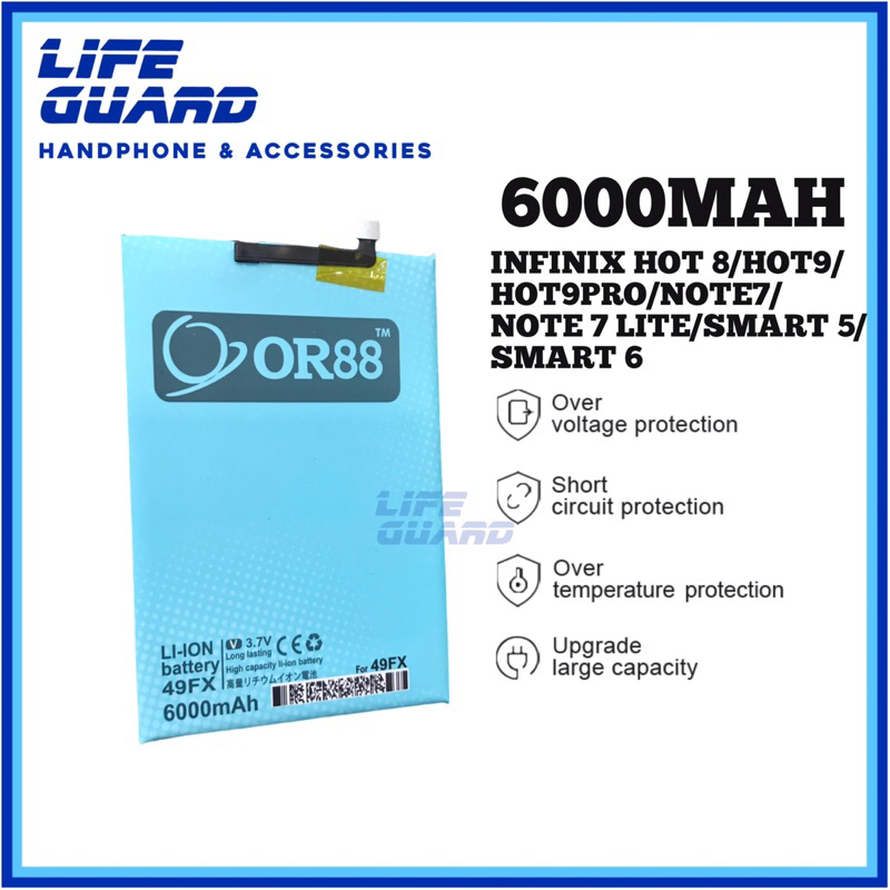 BATERAI ORIENS INFINIX HOT 8 | HOT 9 HOT 9 PRO | NOTE 7 | NOTE 7 LITE | SMART 5 | SMART 6 | X650 | X