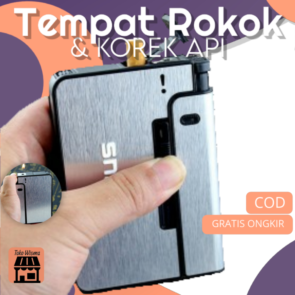 Kotak Tempat Wadah Rokok Dengan Slot Lighter / Slot Korek Api (Barang Unik) Firetric Kotak Rokok pit