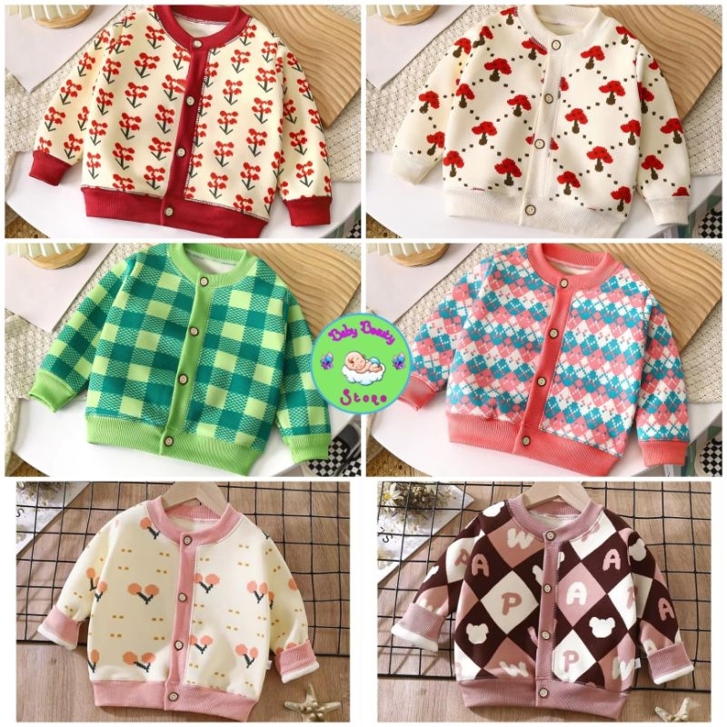 Cardigan anak bayi perempuan / sweater anak cewek bahan premium / jaket kancing anak bayi