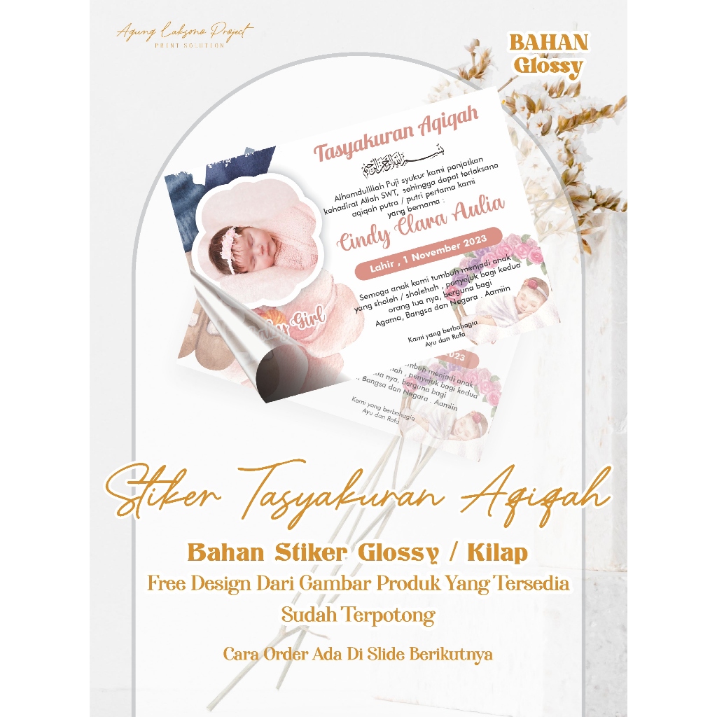 

Sticker Tasyakuran Aqiqah Bahan Glossy / Kilap