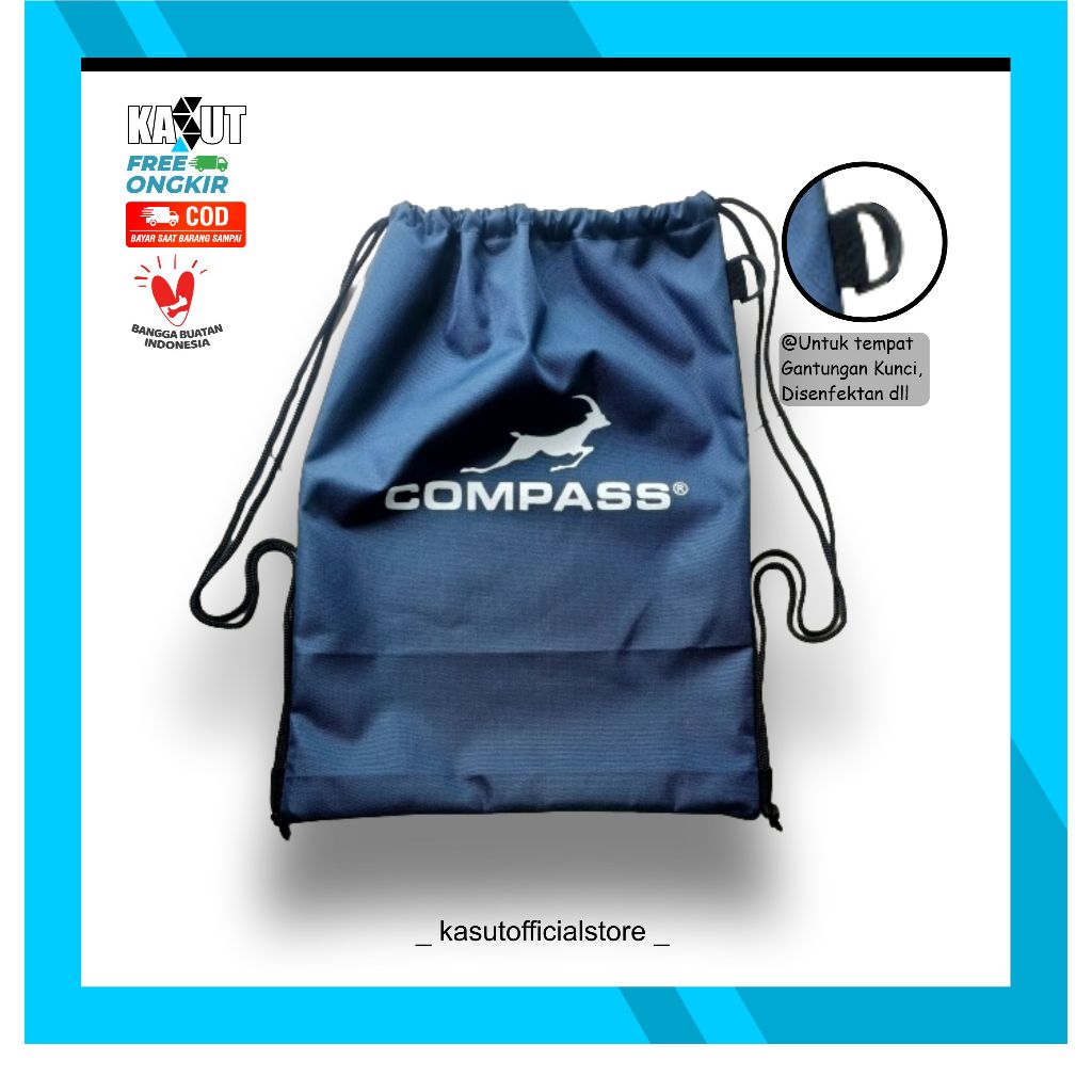 KASUT - TAS SERUT /STRING BAG WARNA NAVY/BIRU TUA