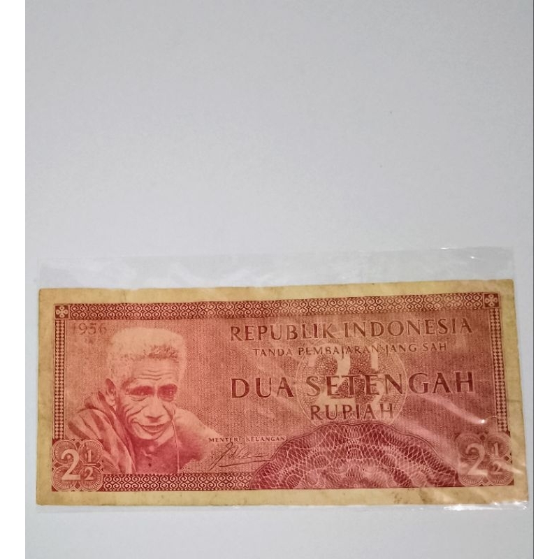 UANG KERTAS KUNO 2,5 RUPIAH SUKU BANGSA 1956 ASLI