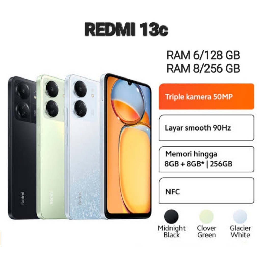 HP XIAOMI REDMI 13c 4G NFC RAM 6/128 GB | 8/256 GB GARANSI RESMI