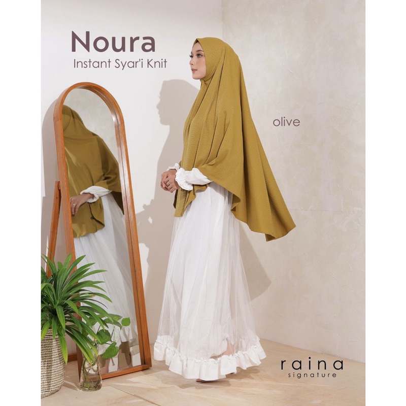 Preloved bergo - raina signature bergo daily noura - bergo instan syari anti tembem warna olive