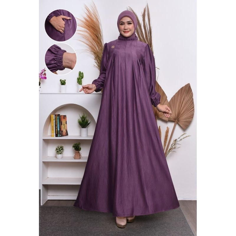 Gamis Cringkle Silk Sutra Premium Muslim Nyaman Elegant Simple Mewah Size Standar Jumbo