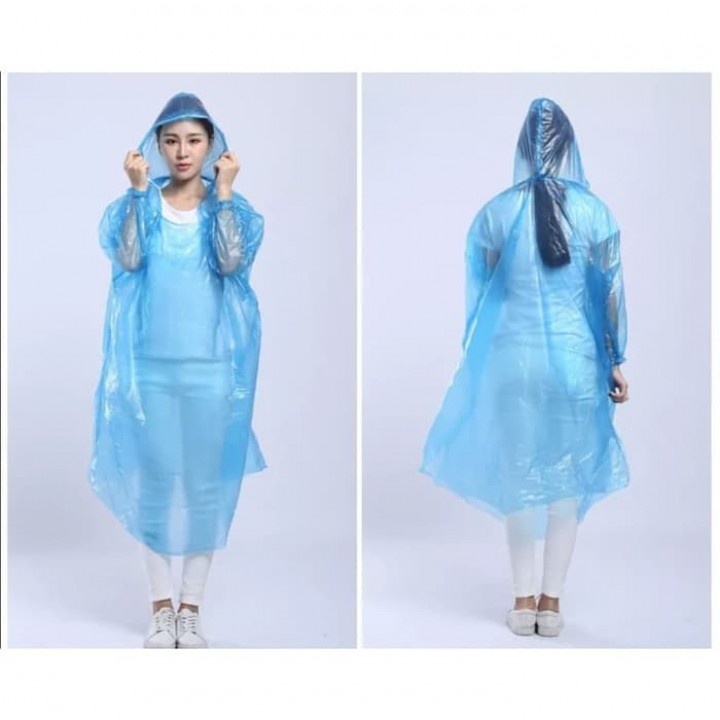 Jas Hujan Dewasa Model Poncho Waterproof Bahan EVA Tebal / Jas Hujan Mantel Korea + Hoodie Semi Tran