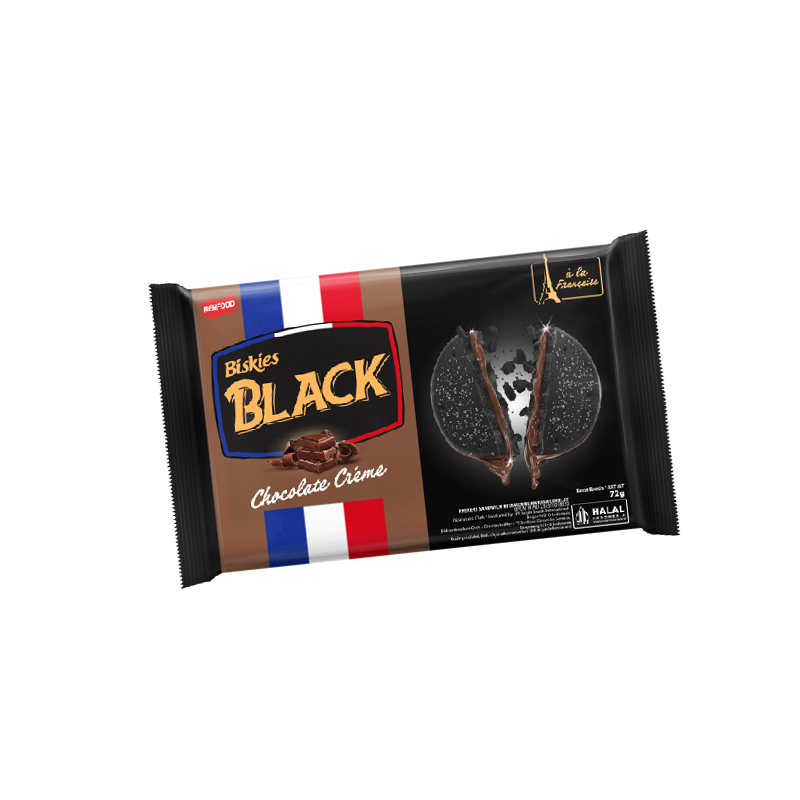 

Biskuit Cokelat BISKIES BLACK SANDWICH CHOCOLATE 72 GRAM