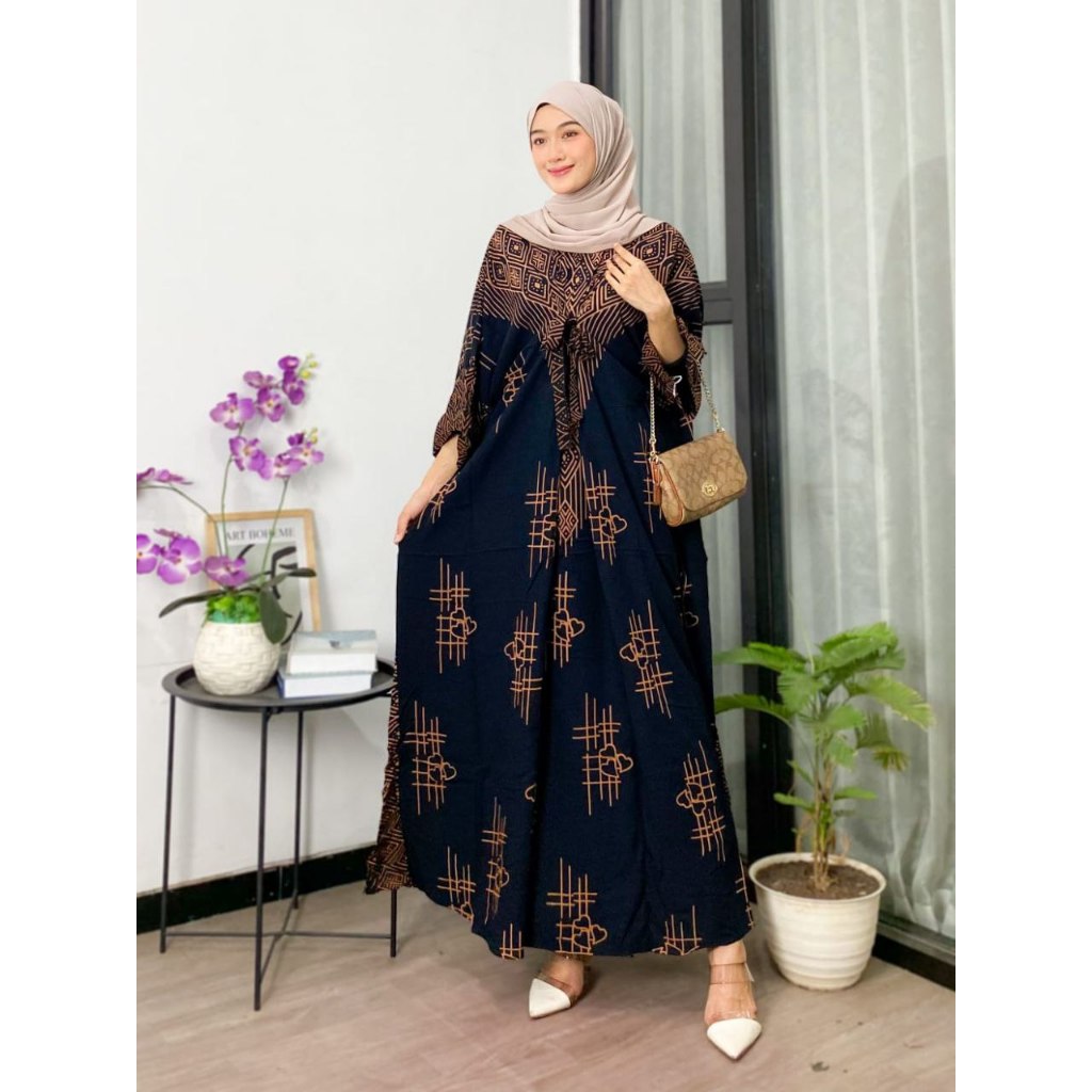 ALONA - Gamis Kaftan Busana Wanita Busui Rayon Premium Ld 170 Pb 130 Bahan Tebal Tidak Luntur