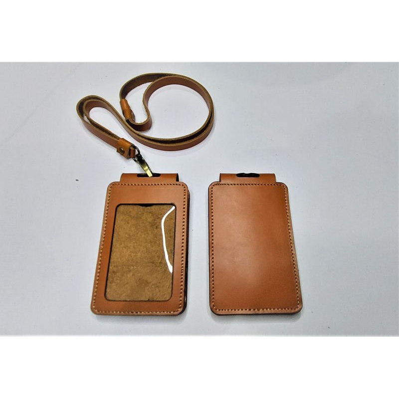 

Name Tag ID Card Kulit Kalung Double Magnet
