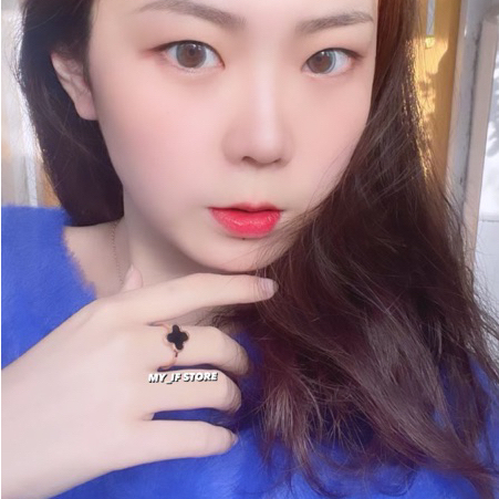 Cincin Titanium Clover Hitam Fashion Kekinian Cincin Korean Style Cincin Titanium Terbaru