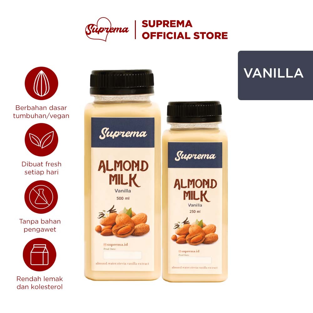 

Suprema Almond Milk - Vanilla 500 ml | Susu Almond Diet Pelangsing Rasa Vanila Vanili Roasted Almond Palembang ASI Booster Pelancar Asi Vegan Tanpa Pemanis Buatan Stevia