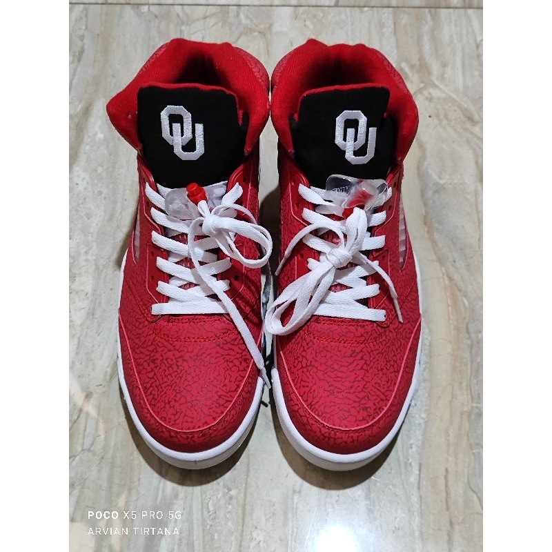 AIR JORDAN RETRO 5 OKLAHOMA SOONERS PLAYER EXCLUSIVE SIZE 46 SAMPLE TAG PROMO
