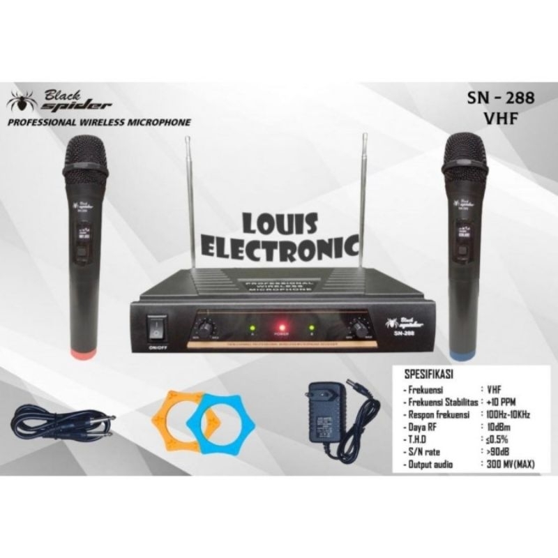 jual MIC WIRELESS BLACK SPIDER N-288 ORIGINAL BLACKSPIDER SN288 2 MIK HANDLE