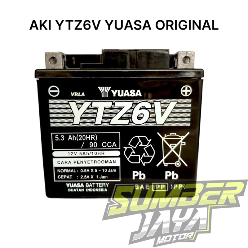AKI YUASA YTZ6V ACCU KERING SEPEDA MOTOR SATRIA VARIO CBR YTZ6V MTZ6S GTZ6S 12V