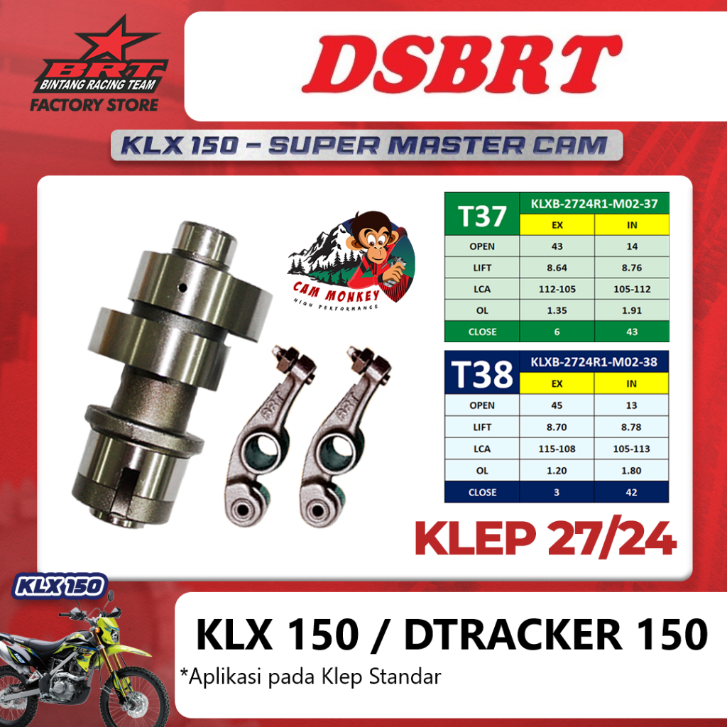 MASTER CAM NOKEN AS Pelatuk Roller BRT KLX 150 Dtracker 150 Cam Monkey T37 T38 Klep Standar