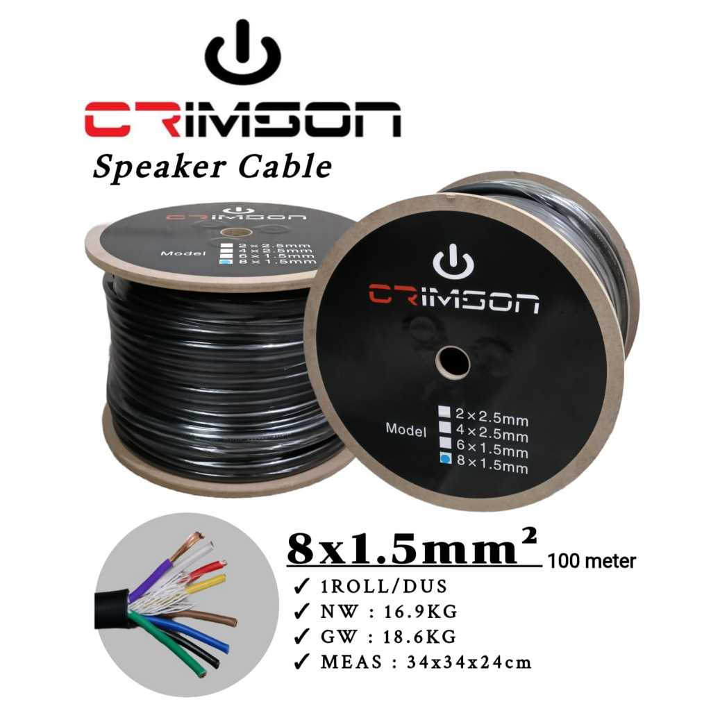 KABEL SPEAKER CRIMSON 8x1,5 HARGA PER 1 METER KABEL SERABUT ISI 8 8x1.5