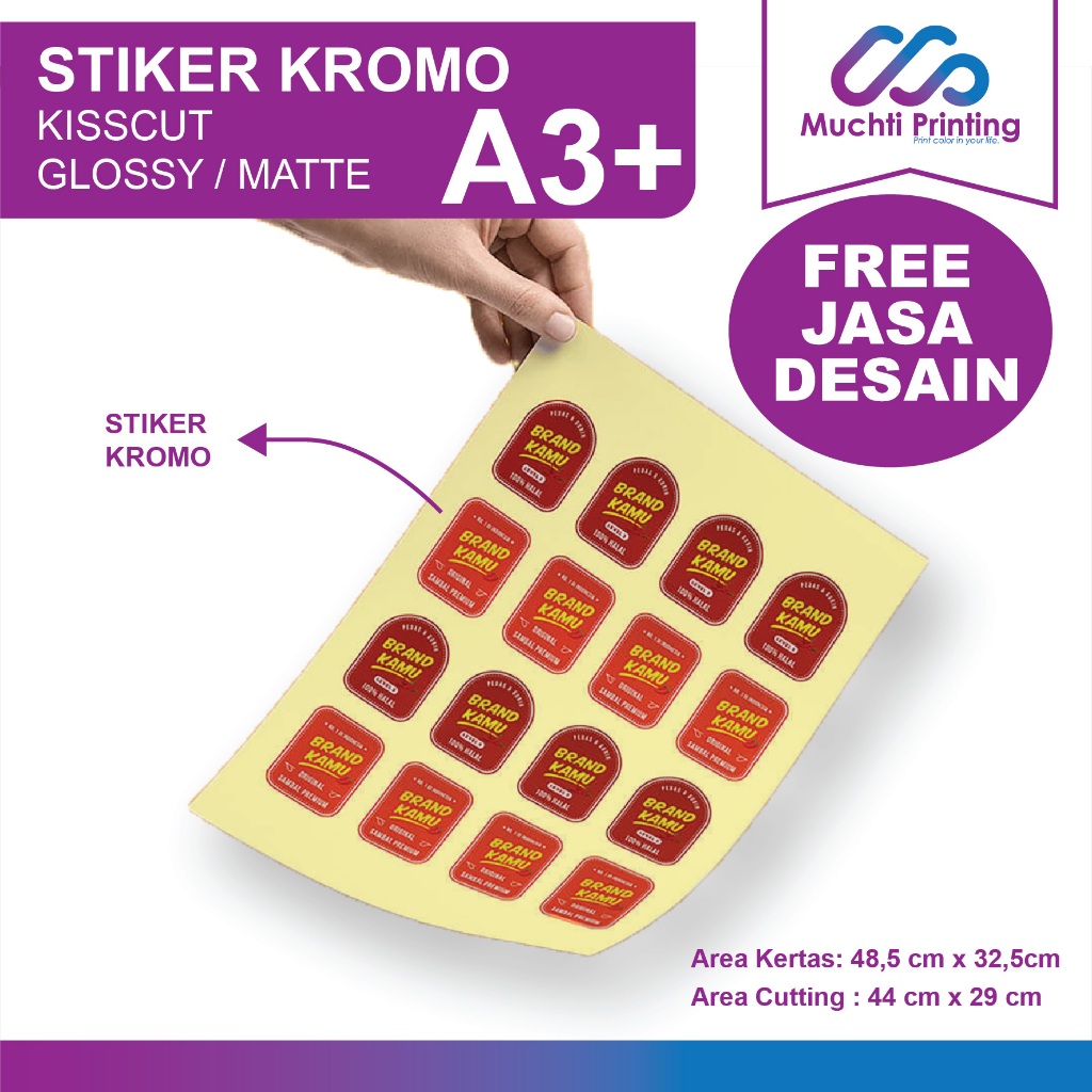 

Print Sticker Label | Cetak Stiker Cromo A3+ / Kiss Cut - Laminating / 5 Lembar