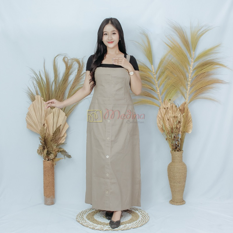 OVERALL WANITA DEWASA STANDAR & JUMBO BAHAN KATUN COMBED STRETCH