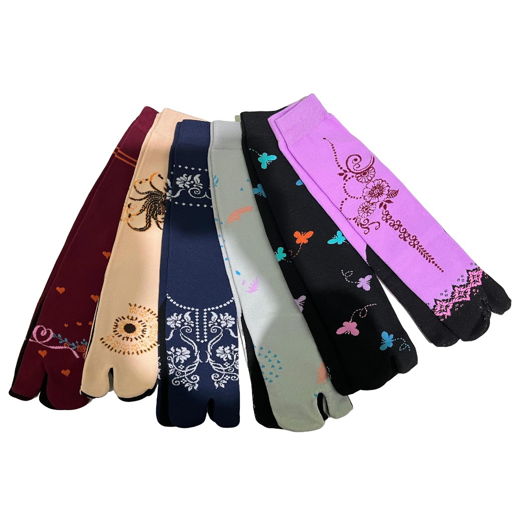 1 PASANG KAOS KAKI JEMPOL MOTIF / KAOS KAKI MUSLIMAH MOTIF BUNGA / KAOS KAKI MOTIF PANJANG