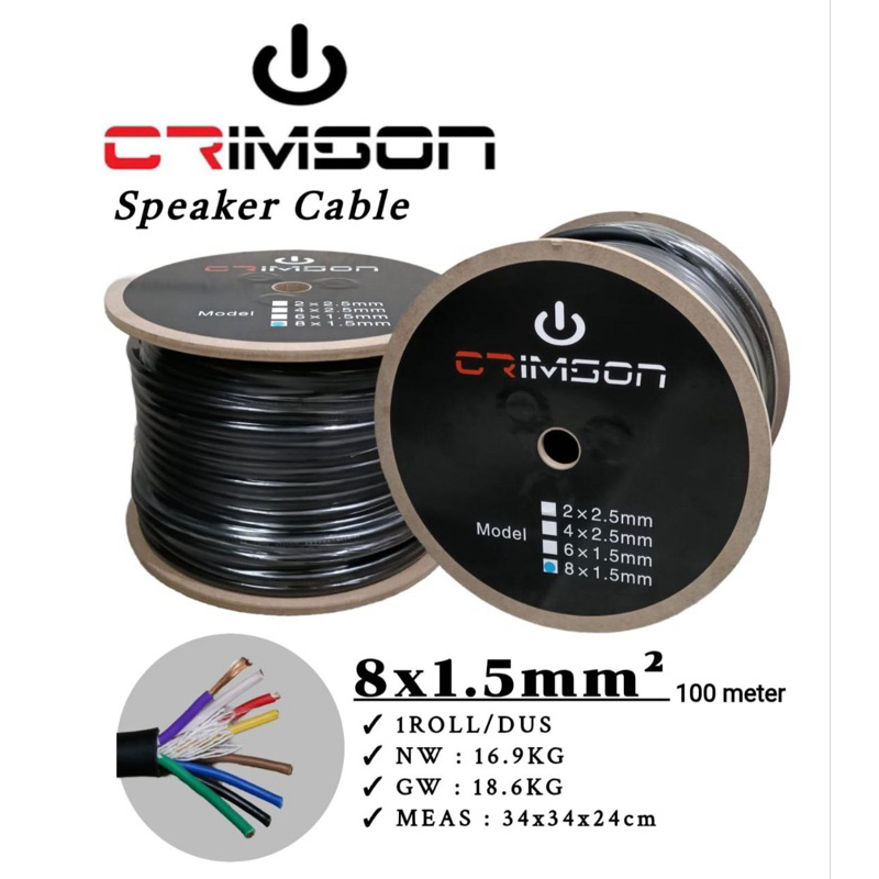KABEL SPEAKER CRIMSON 8x1,5 SERABUT TEMBAGA HARGA PER 1 METER KABEL ISI 8 8x1.5
