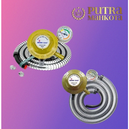 PAKET REGULATOR WINN GAS SELANG FLEXIBLE W-118 M