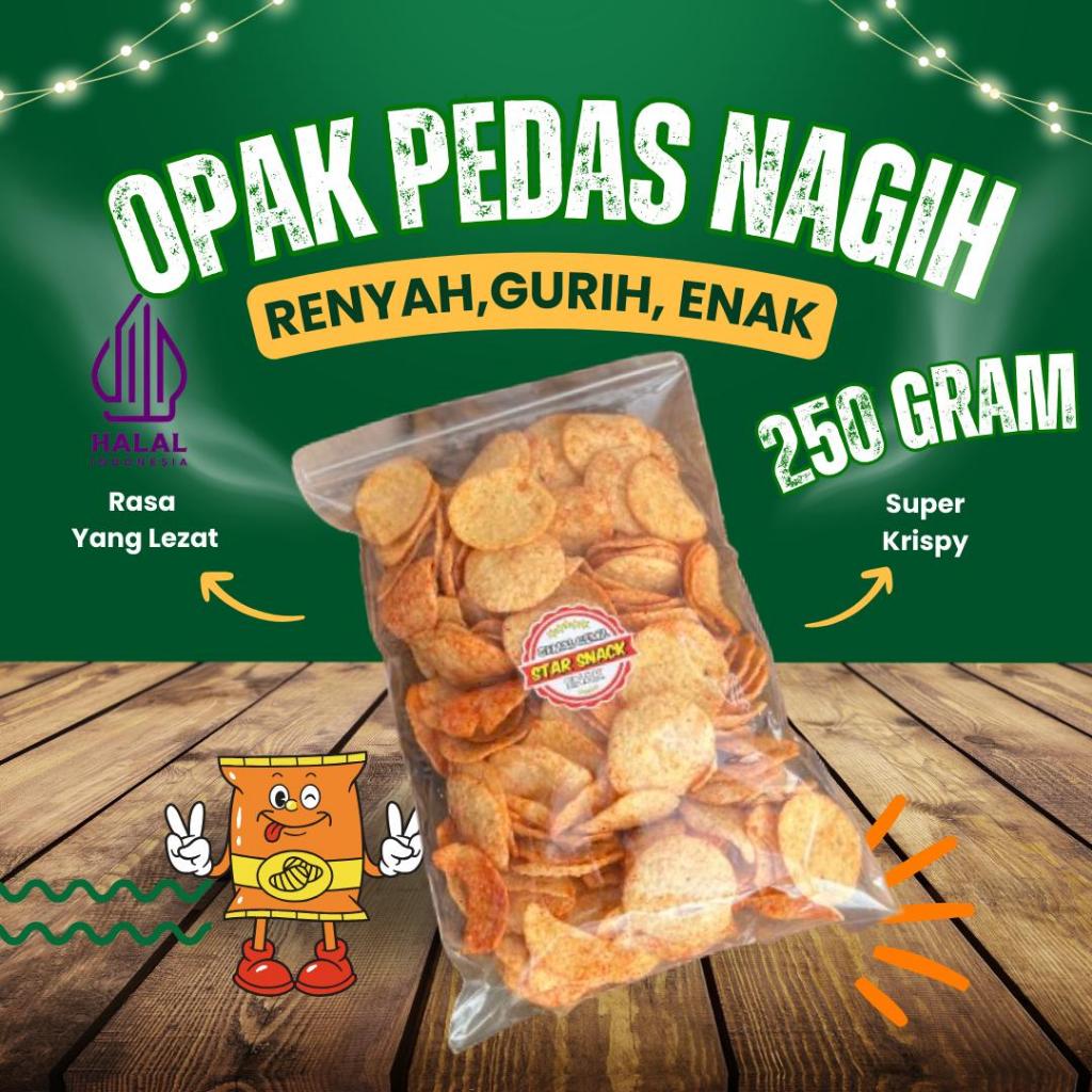 

Opak Pedas Nagih Gurih Renyah starsnack Cemilan starsnack cemal cemil