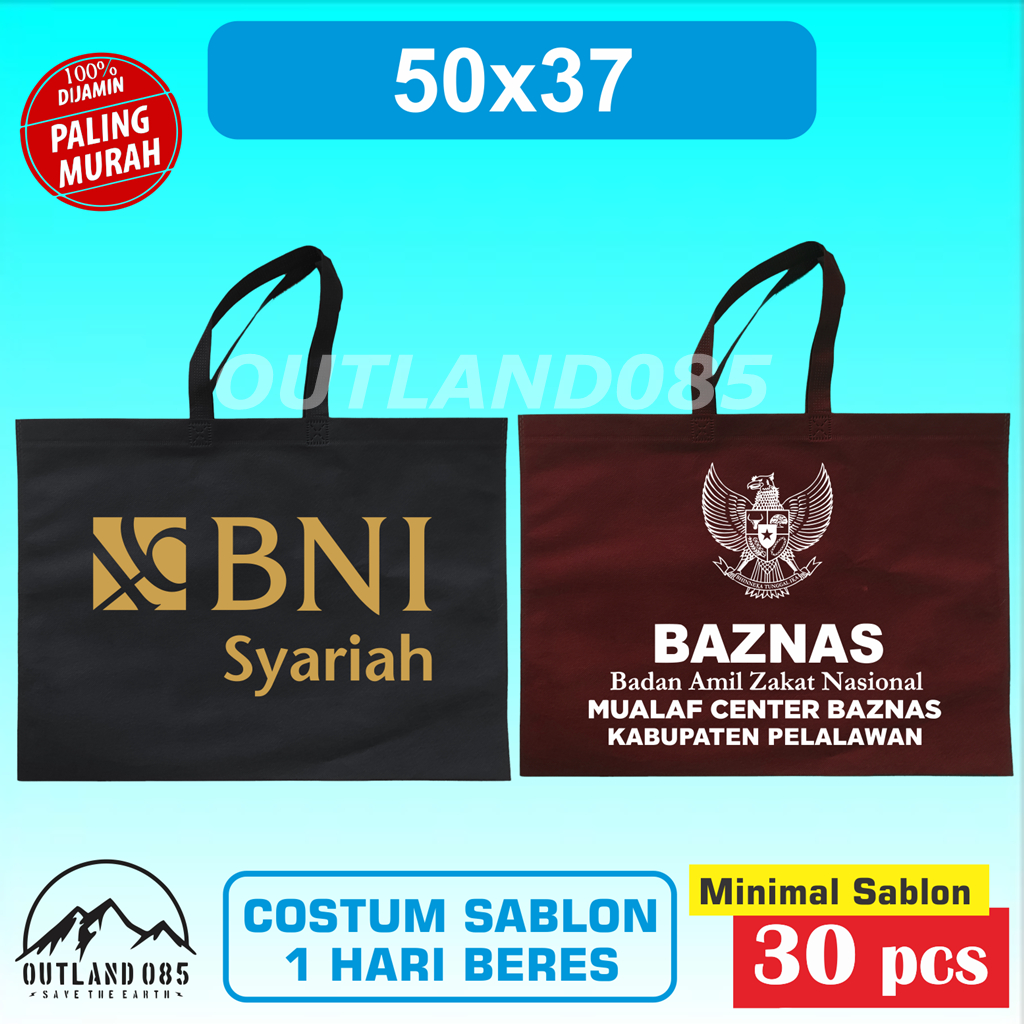 

Custom sablon Tas Kain 50x40 cm spunbond goodie bag kantong goody souvenir event murah