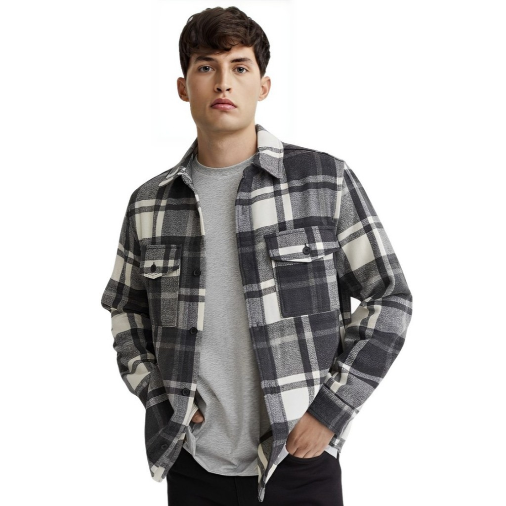 Kemeja Flanel Pria Vintage Style | Bahan Katun Flanel