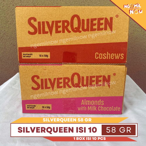 

SILVERQUEEN 58 GRAM x 10 PCS (BOX) COKELAT ALMOND COKLAT CASHEW MEDE 58 GR x 10
