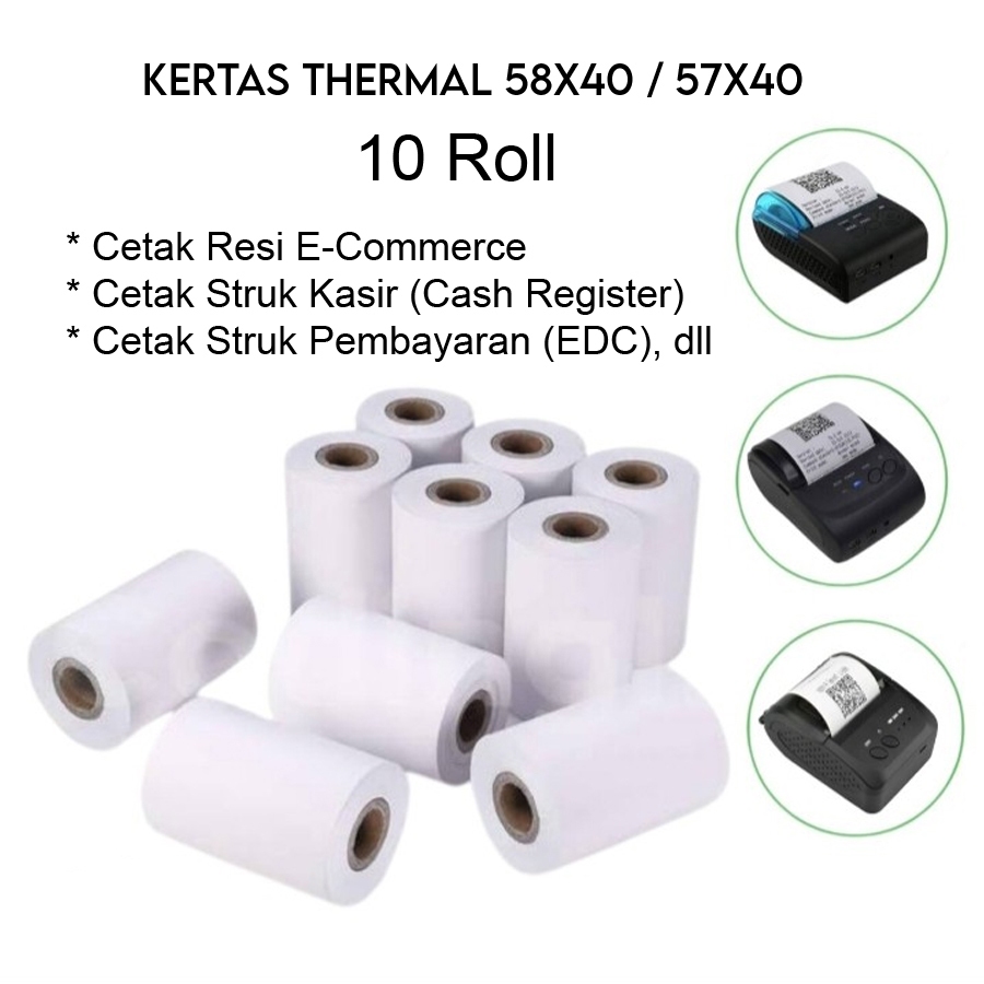 

Kertas Struk Thermal Paper 10Roll 58x40 57x40 mm