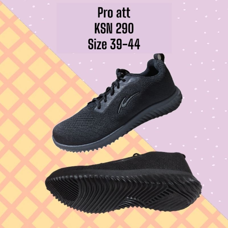 sepatu sekolah hitam tali unisex pro att KNS 290 size 39-44