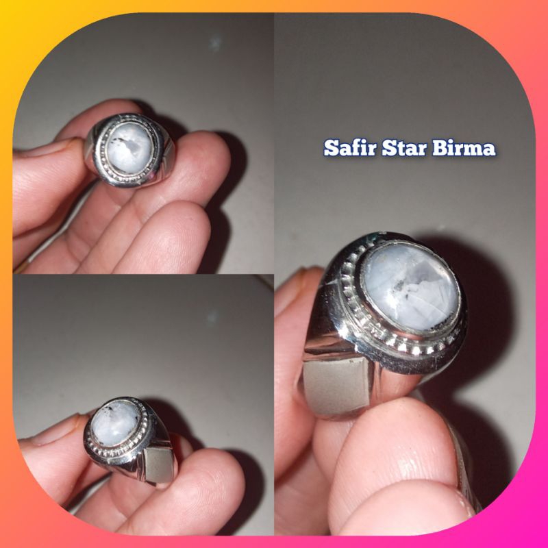 Cincin Safir Star Birma Asli Natural